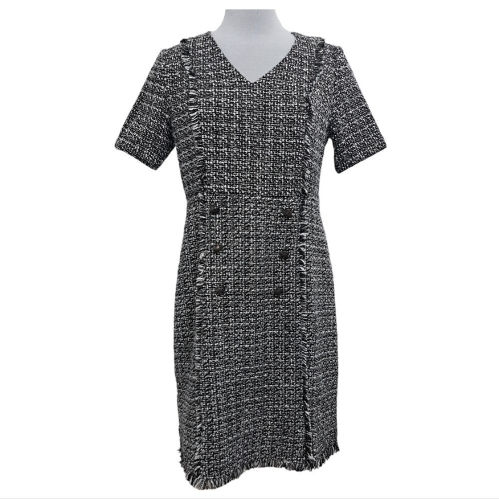 Nanette Lepore Boucle Double Breasted Sheath Mini Dress Black White Size 8 NWT - Picture 5 of 14